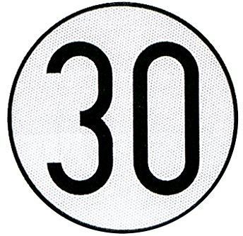 Cofan Placa de aluminio con homologación V-4 | Velocidad máxima permitida a 30 km/h. Para vehículos especiales con límites de velocidad | Ø 200 mm de diámetro