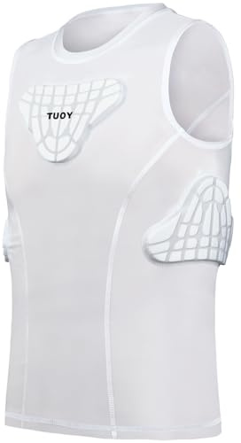TUOY Youth Padded Shirt Chest Rib Protector Heart Guard Sternum Protective Compression Shirt for Baseball Football Basketball Lacrosse - Small