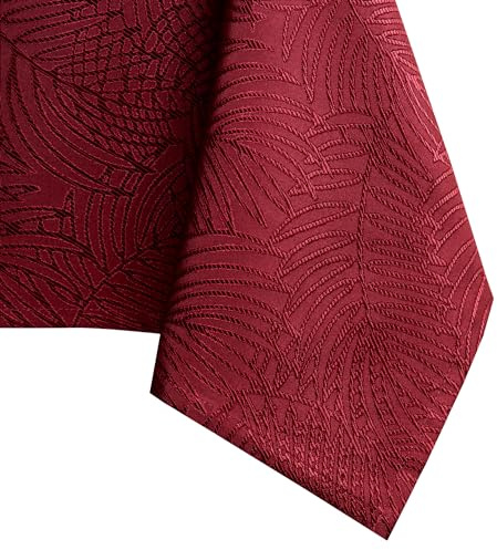 AmeliaHome Tischdecke oval 120x160 cm Tischtuch Tafeldecke Fleckschutz Gaia | Lotuseffekt Abwaschbar Wasserabweisend Ornament Bordeaux