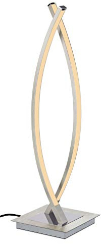 Trango Modern Stufenlos dimmbar *TWINLIGHT* LED Schreibtischlampe TG2019-02XXL in Nickel matt Halbrund Lichtleiste, Tischleuchte, Nachttisch Lampe incl. je 2x 6 Watt LED Modul 3000K warmweiß