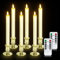YMing 6 Velas Cónicas Sin Llama con Portavelas, 2 Piezas Temporizador de Control Remoto LED Velas de Pilar con Pilas Cera Real para Decoración de Halloween, Boda, Mesa, Hogar, Decoración Navideña