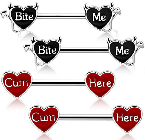 OUFER Body Piercing - Piercing para pezón, acero inoxidable, 316L, 14G, 4 unidades, 14 millimètres, Acero inoxidable, acero