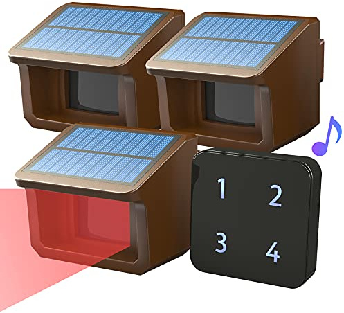 Sistema de Alarma Solar Remota de Entrada de 800m- 1 Receptor y 3 Sensores
