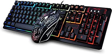 XIXIDIAN Tastiera da Gioco e Mouse Combo, USB Cablata PORTATO Topo di Gioco della retroilluminazione e Tastiera per Laptop PC Computer Gaming e Lavoro