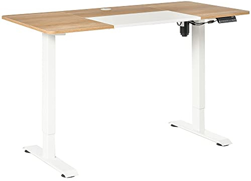 Vinsetto Höhenverstellbarer Schreibtisch Elektrisch 140 x 70 cm Weiß | Computertisch, 4 Memory-Steuerung, 4 tlg. Tischplatte, Steh-Sitz Tisch, Anti-Kollision, Überhitzungsschutz