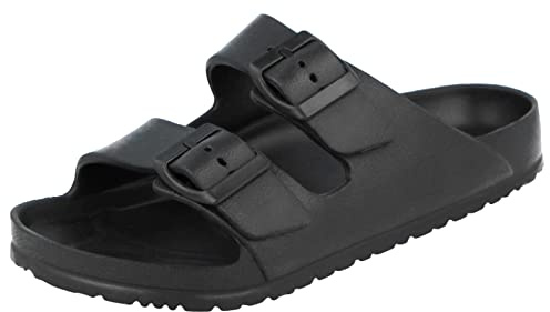 Yinka Shoes Ladies Double Buckle EVA Sandals (Black, uk_footwear_size_system, adult, women, numeric, medium, numeric_7)