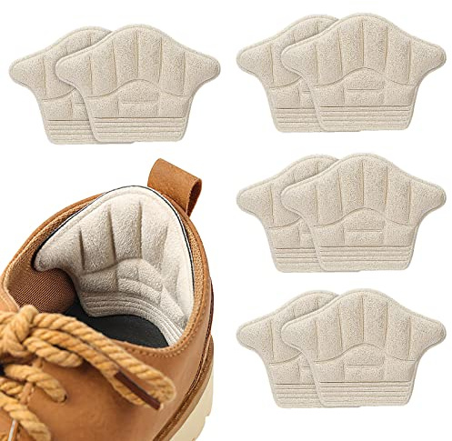 TAGVO 4Paia Cuscini per Tallone Pad Heel in Morbida Pelle Scamosciata,Cuscinetti per Scarpe,Impugnature per Tallone Antiscivolo Autoadesive Protezioni del Tallone Previene Attrito e Vescich,Uomo Donna