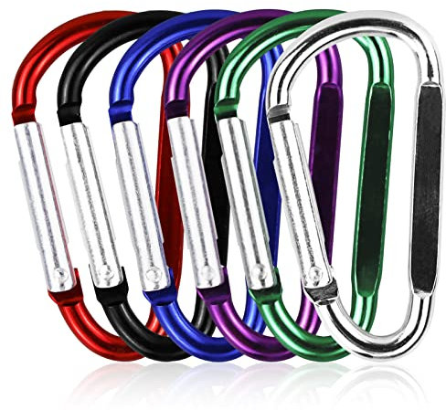 SZXMDKH Carabiner Clip Small, 6 Pcs D Ring Clip Hook Karabiner,Metal karabiners, mini Carabiner Keyring for Outdoor, Fishing, Hiking, Traveling (6 Colours)