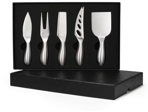 CGGYYZ Cheese Knives Set of 5, Kitchen Gadgets Slicer Cheese Board Charcuterie Accessories for Valentines Day Gifts, Stainless Steel Blade Cheese Knife Set for Charcuterie Boards Cheese Cutter