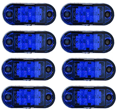 Etomvoop 8 x LED-Seitenmarkierungsleuchten, wasserdichte Blinker, Positions-Seitenleuchten für Anhänger, Van, Wohnwagen, LKW, Boote (Blau)