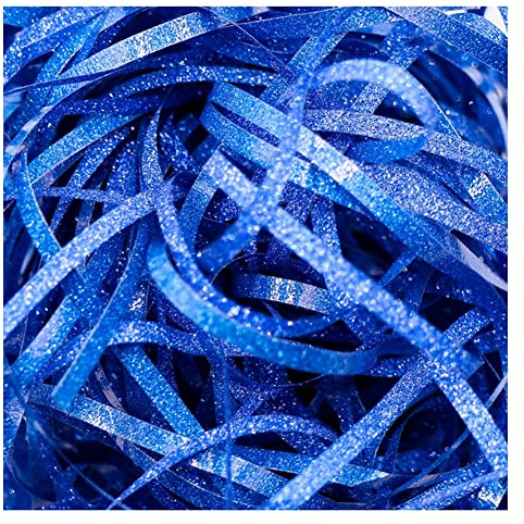 Yurosiay 500g Glitzer Geschreddertes Papier Füllmaterial Geschenk Raffia Hamper Shreds Geschenkfüllung Papierschnitzel Geschenkfüller Bastpapier für DIY Party Geschenkbox Dekoration Königsblau