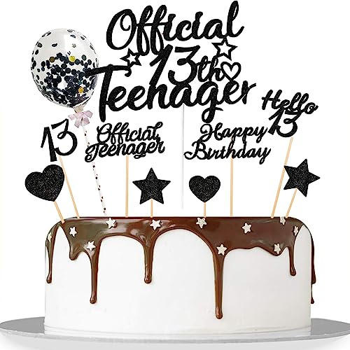 Catelves Glitzer Deko zum 13. Geburtstag für Teenager - Official Birthday Cupcake Toppers