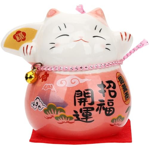IMIKEYA Glückskatze Mini Maneki Neko Karemik Japanische Glückskatze Figur Maneki Neko Katze Dekofigur Feng Shui Winkekatze Deko Glücksbringer für Zuhause Auto Tischdeko
