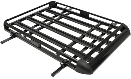Aluminium Dachgepäckträger SUV Gepäckträger Schwarz Auto Dachkorb Aluminium Dachträger Korb Maximale Belastung 150 kg Aluminium-Gepäckkorb Dachgepäckträger Universal-Korbschienen-Gestell (140 x 100cm)