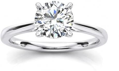 BFD 1.00Ct DE/VS Lab Grown Round Diamond Solitaire Engagement Ring in White Gold For Women Size Q