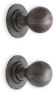 Infinity Decor Pair of Vintage Pewter Solid Iron Ball Mortice Door Pull Knobs Set 45mm - Ideal for Interior & Exterior use