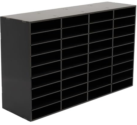 36 Fach Literatur Organizer Büro Schreibtisch Organizer, PVC Schreibtisch Datei Organizer Ablagefächer Desktop-Aktenhalter Dokumentenlager, Abnehmbare Partition (Schwarz)
