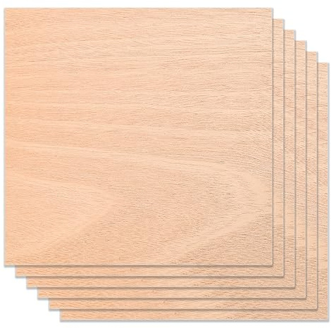 Pannelli in compensato per bricolage, 6 pezzi, compensato in mogano, 300 x 300 mm x 3 mm, pannelli in legno di mogano, legno non trattato, per legno, fai da te, taglio laser