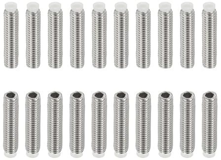 PATIKIL Madenschrauben M4x18 mm, 20 Stück 304 Edelstahl Kunststoff Nylonspitze Madenschrauben/Innensechskant Gewindestifte, Sechskantkopf Schrauben für Türgriff, Türklinke