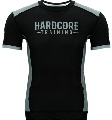 Hardcore Training Rash Guard Men's Neocamp Chemise de Compression Homme MMA BJJ Fitness Arts Martiaux No Gi Grappling Boxe Workout (FR/ES, Alpha/Lettres, L, Taille Normale, Taille Normale, Black)