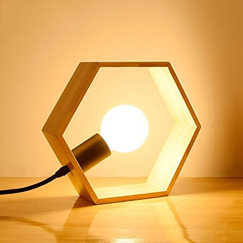 Lampada da Comodino per Camera da Letto, Semplice, Moderna, Artistica, Creativa, personalità, Lampada da scrivania in Legno a LED.