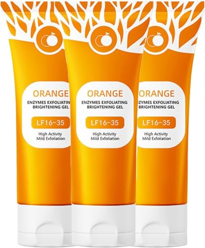 Gel exfoliant aux enzymes d'orange, gel exfoliant bio pour le visage et le corps,exfoliants visage,orange enzyme exfoliating gel, exfoliants hydratant nettoyant en profondeur pour le visage (100g, 3)