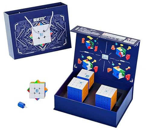 BroMoCube MoYu Meilong Magnetisches Speed Cube-Set 2x2 3x3 4x4 5x5 WCA-Wettbewerbs- und Lernwürfel-Bundle-Box für Geschenkspielzeug