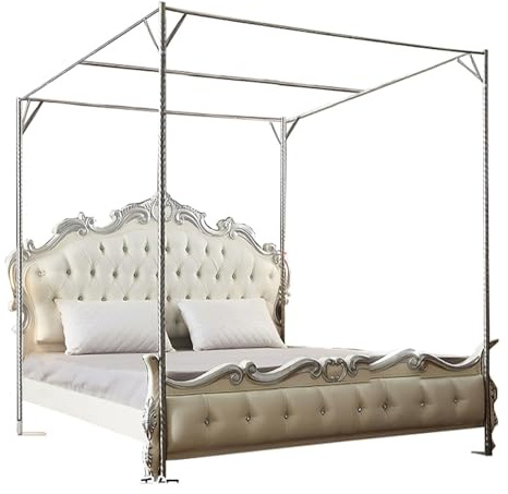 XXYLC Moskitonetz-Halterung, Edelstahl-Betthimmel Bett-Baldachin-Rahmen Vier Eckbett Moskitonetzhalter Himmelbett, Einfach Installieren, Für Twin Full Size (Size:1.5X2.0M)