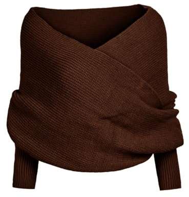 Aniyan Strickschal mit Ärmeln Damen – Schal & Schulter-Poncho 2-in-1, Leicht & Warm, Herbst Winter Schultertuch, Elegante Strick Wraps für Frauen (Kaffee)
