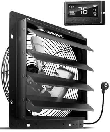 HG Power 400mm Abluftventilator mit Temperatur und Feuchtigkeitsregler Intelligent Industrie Wandventilator 2200m³/h EC-Motor Wandlüfter für Keller Garage Küche Gewächshaus