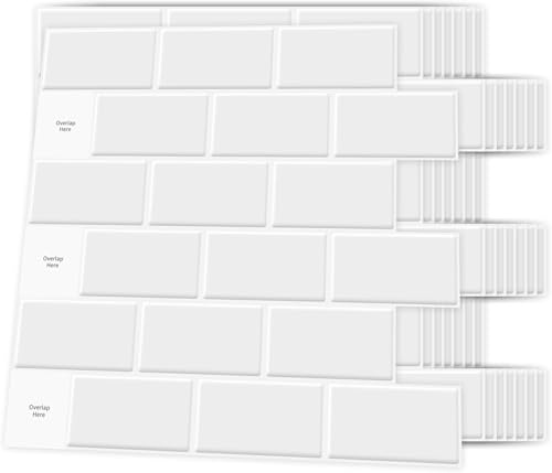 Art3d 10 adhesivos para azulejos, color blanco, para decoración de azulejos, para cocina, baño