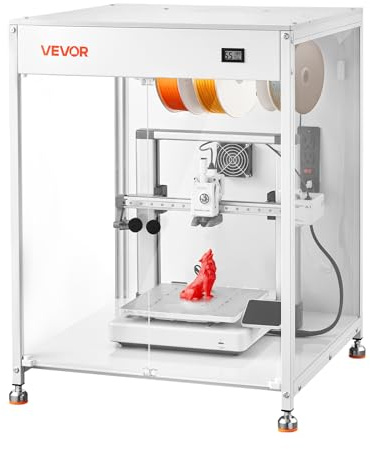 VEVOR Custodia per Stampante 3D 60 x 60 x 80 cm, Custodia Protettiva per Stampante 3D Antipolvere Impermeabile, Illuminazione a LED Ventilazione, compatibile con Bambu Lab, Ender, Neptune, Kobra