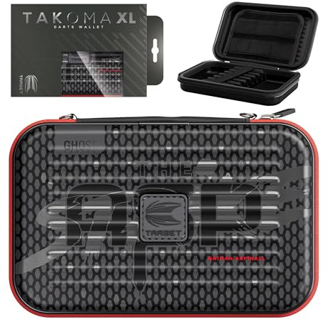 Target Darts Nathan Aspinall Ghost Series XL Takoma Wallet – Darts Case, Black/White Storage Cases, “The Asp” Zipper Dart Holder, Professional Accessories – Holds 6 Fully Assembled Darts