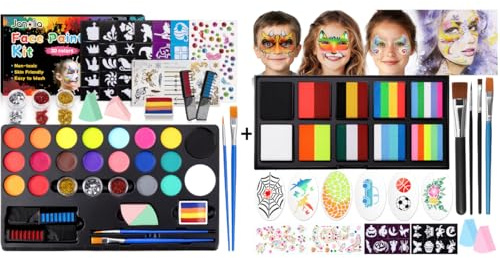 Janolia Gesichtsfarbe Kinderschminke Set, Kinder Schminke Wasserbasis, Bodypainting Farben für Theaterschminke, Faschingsschminke Face Paint, Ideal Kinderschminken Set für Halloween Karneval