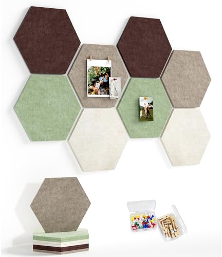 Groß Filz Pinnwand Selbstklebend Korkplatte Filzplatte mit 30 Pinnnadeln, 8 Stück Korkwand Filzboard Memotafeln Bulletin Board Memo Boards Wanddekoration für Büro Küche Memoboards Hellter Teebraun