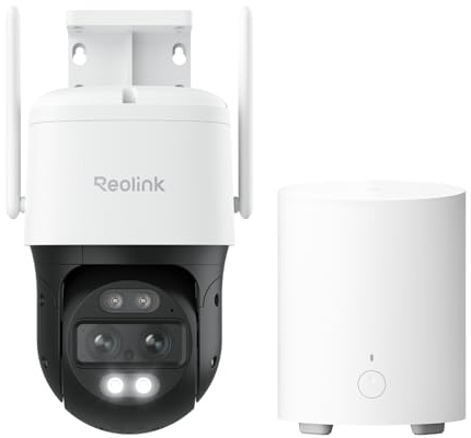 Reolink Home Hub Mini mit TrackMix WiFi, 4K 8MP PTZ Überwachungskamera Aussen, Dual-Objektiv, Auto-Tracking-Zoom, WLAN Kamera Outdoor mit KI-Erkennung, 30m Farbnachtsicht, Einmaliger lokaler Speicher