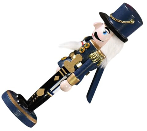 Toyvian Cascanueces de Madera 25 Cm Soldado Azul Pies Claros Decoración Navideña Muñeco Tradicional para Escritorio y Ambiente Festivo de Navidad