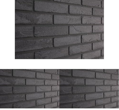 Elabrick Anthrazit Flexible Ziegel Quarz Lamellen 50 x 210 mm dünne Wanddeko einfach anzubringen für Außen und Innen auf Thermobeschichtung (Packung mit 3)