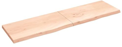 Favemtsl Estantería de pared de 220 x 60 cm, madera maciza de roble sin tratar, tablero de pared con borde natural, rústico, plegable, para baño, escritorio, armario, mesa de trabajo
