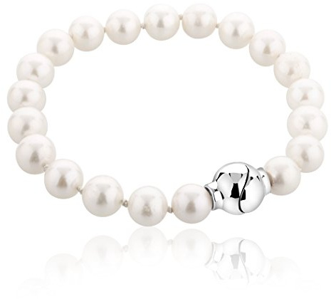 Nenalina Damen Perlenarmband aus 8,5 mm Süsswasser-Perlen, geknotet, Länge 18,5 cm mit Magnetverschluss aus 925 Sterling Silber, 723048-042