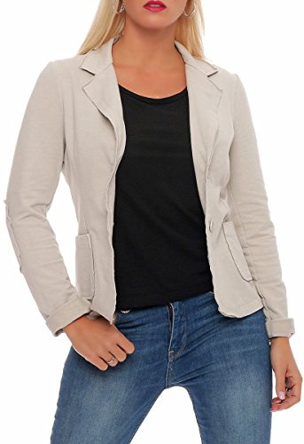 Malito Klassisk kavaj för kvinnor | kavaj i baslook | Kort jacka med knappar | Jacka – Blouson 1651, Beige, M