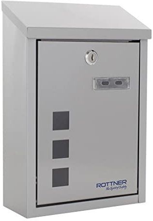 Rottner Casa Inox Briefkasten Edelstahl Zylinderschloss 2 Schlüssel Namensschildhalter Sichtfenster inkl. Befestigungsmaterial