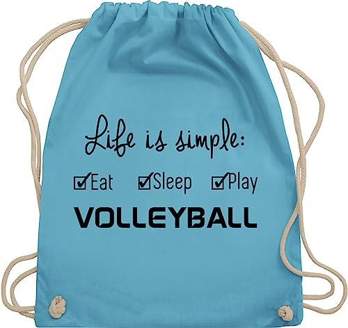 Shirtracer Turnbeutel Rucksack - Geschenke Zubehör - Life is simple Volleyball - Unisize - Hellblau - geschenk volleyballer volleyballtasche volleyballmotiv volleyballerinnen beutel spielerin