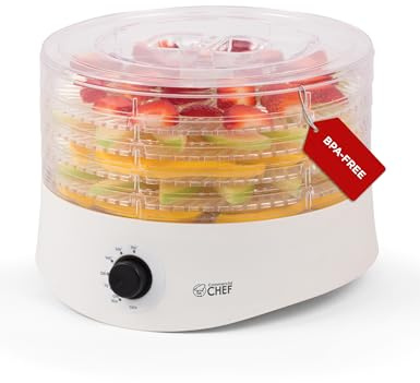 Commercial Chef Deshidratador de alimentos, deshidratador para alimentos y cecina, CCD100W6, 280 vatios, blanco