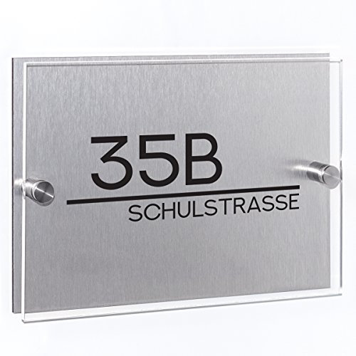 Wandkings Hausnummernschilder verschiedene Motive - Klassisch in Schwarz Matt - Name & Hausnummer