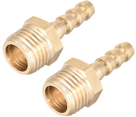 sourcing map Verbindungsstück aus Messing metrischer Stecker mit Widerhaken Schlauchtülle 6 mm x M14 x 1,5 (2 Stück)