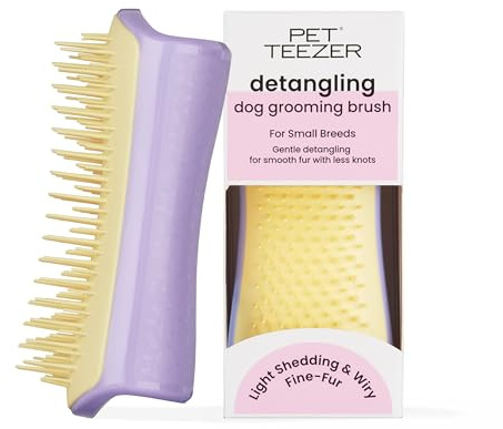 Tangle Teezer Pet Teezer liten pälsvårdsborste – Torr- eller badborste – En perfekt Detangling Brush för hundar – Syrenlila och gul
