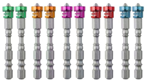 Utoolmart Magnetic Collar Screwdriver Bit Set, PH2 Magnetic Phillips Screw Driver Bits, 1/4 Inch Hex Shank Electric Power Screw Driver Bit, 65mm Length 10 Pcs