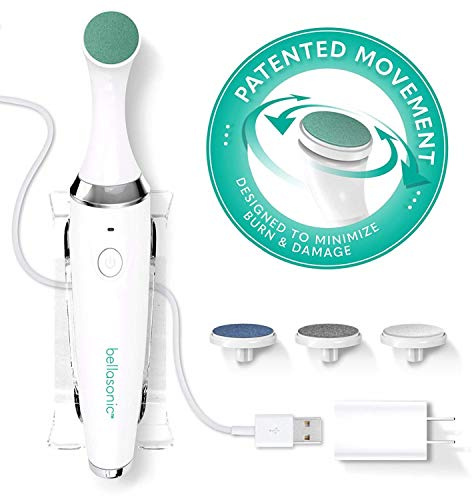 BELLASONIC 4-in-1 Rechargeable Electric Nail File Set with Unique Oscillating Head – Shape, Smooth, Buff & Shine Nails – Remove Cuticles & Calluses – Salon Quality Manicure Pedicure Results