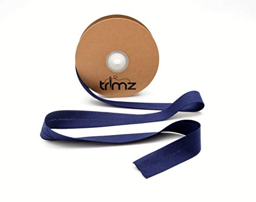 Trimz Schrägband aus Polyester-Baumwolle, Polyester, Marineblau, 20 m Spule